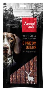 Лакомства д/собак Колбаса с мясом оленя и брусникой 85г Дикий зов 1/40