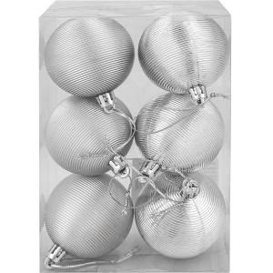 Шары набор Спиральные серебро (уп.6шт) D6 см