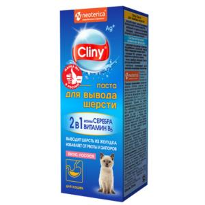 Паста д-кошек Cliny д-вывода шерсти 30мл лосось-40
