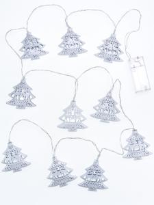 Гирлянда Елочки 10шт, 1,6м прозрачный провод, белый (ААх2 не прил.)