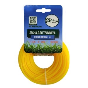 Леска для триммера, D3мм, 15м, звезда, Дача тайм