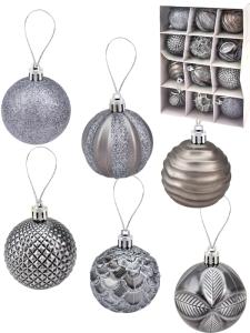 Шары набор Метель серебро (уп.12шт) D6 см