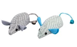 Набор игрушек WOGY д/кошек мягкие Мышки 2шт 17/8х4х3.5см с кошачьей мятой и колокольчиком арт.2025-2