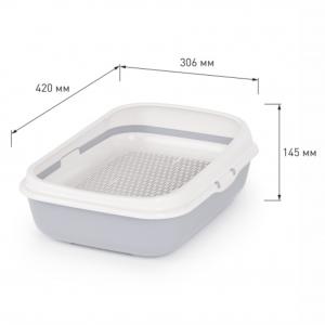 Туалет с высокими бортами,сеткой 42х30,6х14,5см серый 1-4