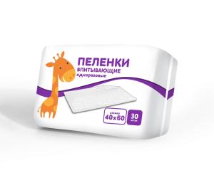 Пеленки д/животных однораз. универсальная серия "Жираф" 40х60 в упаковке 30шт