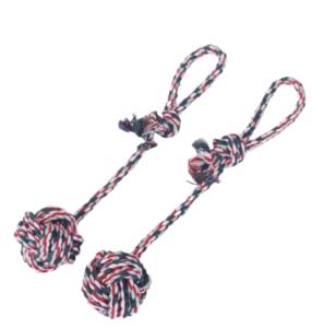 Игрушка WOGY д-собак канатная Мяч d=6.5см с ручкой l=25см, микс арт.10922-0228 Код268095