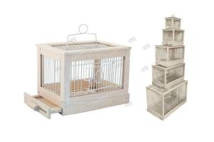 Клетка д-птиц дерев. Ретро-кантри мини,цвет белый,24,5х16х18см-Ред Пластик