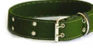 Ошейник д-собак брезентовый 2-х слойный подшит тканью с блочками 35 мм-ОБр-35-Бр-Т-Б