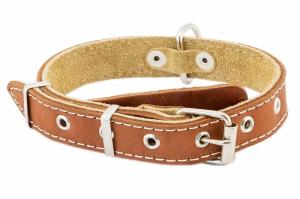Ошейник кожаный 20мм Друг язычок,2-х слойный 28-40см простроченный 1-1