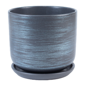 Галактика 5 горшок с поддоном, 5,4л, d22, h19см, цилиндр, графит