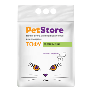 Наполнитель PET STORE (Пет Стор) комкующийся ТОФУ Зеленый чай 5л 1/10/240