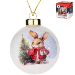 Шар Новогодний зайчонок D 8см 