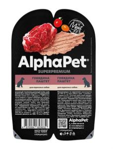 Корм д/собак конс 100г говядиной ALPHAPET 
