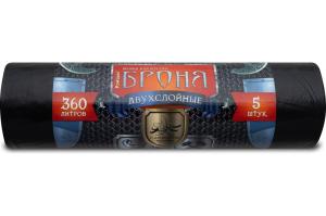 Мешок д-мусора 360л 120х150см 60мкм черн. рулон 5 шт Броня-8