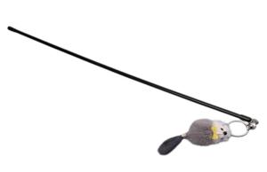 Игрушка-дразнилка WOGY д/кошек Мышка 10х3см (натуральный мех-норка) с колокольчиком съемная на палоч