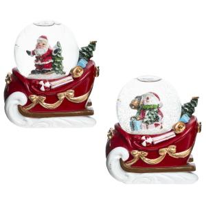 Фигурка декоративная в стекл. шаре Санта-Снеговик D6,5; L9,5 W7 H10 см, 2в