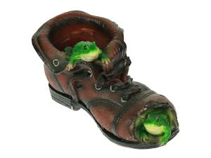 Кашпо Башмак с лягушатами  L26 W15 H15 см (ПОЛИСТОУН)