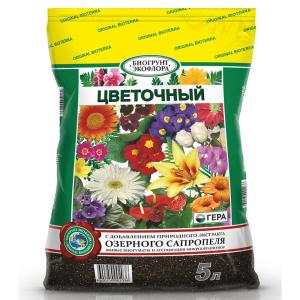 Грунт унив. д-цветов Цветочный 5л (на основе озерного сапропеля) 10-540 Гера