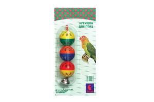 Игрушка д/птиц 3 шарика с колокольчиком d4,5см, д.19см (блистер)