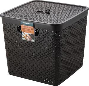 Корзина 21л с крышкой Keeplex темный каштан-6  ПлР