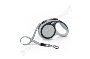 Рулетка-поводок д-собак Flexi New Comfort XS Tape 3м до 12кг ремень, серый