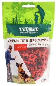 Лакомства д/собак Снеки д/дрессуры с телятиной 100г Тит Бит 1/12