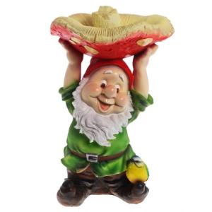 Гном с грибом на голове L31 W31 H48 см