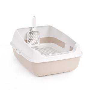 Туалет с высокими бортами, сеткой и совком 50,5х39х23,5см бежевый-4