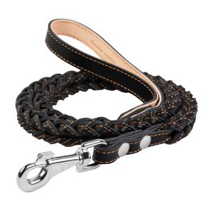 Поводок кожаный 12мм с плетеной косой/ПК-12-Ко