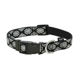 Ошейник нейлон 49см Ромбы M черный