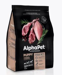 Корм д-щенков,берем и кормящ.соб мелк.пор, сух. 500г с ягн и инд ALPHAPET 