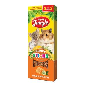 HAPPY JUNGLE Палочки д/мелк.грызунов мед и фрукты 3 шт 90 гр