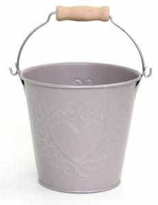 Ведерко кашпо металл d12 h11см серый