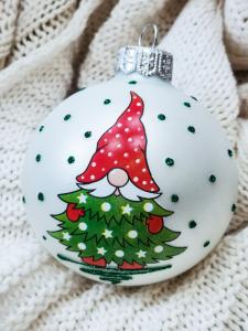 Шар стеклянный Веселый гном 3 D 6,5см в подарочной упаковке