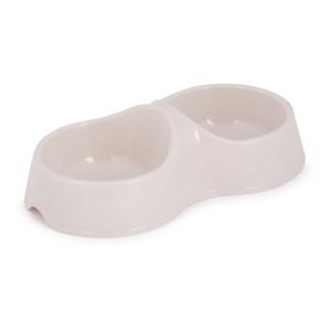 Миска для кошек 0,2л двойная (бежевый) (уп.34)