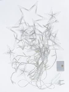 Гирлянда Звезды 12 шт, 2,5м прозрачный провод, холодный белый, переходник 