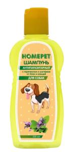 HOMEPET 220 мл шампунь для собак антипаразитарный с гераниолом и шалфеем от блох и клещей 1х14