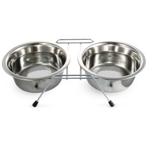 Миска металлическая на подставке, 2*0,20л, Triol