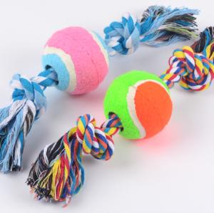 Игрушка д-собак крупных Канат с теннистым мячом 43см-Золотая Рыбка