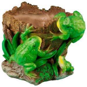 Кашпо Лягушки с камышами на пне 17х13см (ПОЛИСТОУН)-МТ