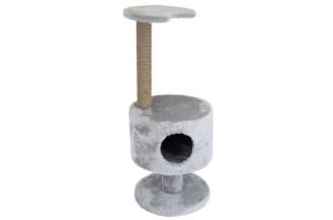 Домик-когтеточка ЧИП круглый на ножке (столбик джут) 38х38хh93см бежевый 1-1