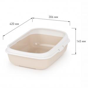 Туалет с высокими бортами 42*30,6*14,5см бежевый