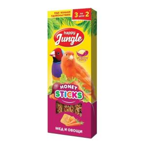 HAPPY JUNGLE Палочки д/птиц мед и овощи 3 шт 90 гр