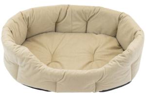 Дарэленд Лежак овальный ВЕЛЬВЕТ с подушкой 57*50*18см (вельвет, периотек) бежевый