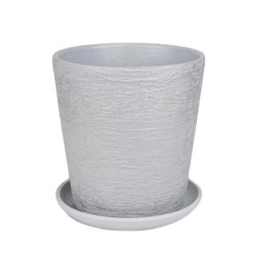 Лофт 3 горшок с поддоном, 1,5л, d15, h15,5см, конус, серый