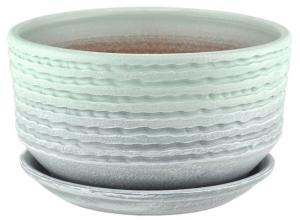 Горшок ЗЕФИР плошка d22см мята-серый