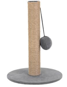 Дарэленд Когтеточка-столбик ВЕЛЬВЕТ круглая с помпоном 29*h39см (джут, ткань вельвет) серая