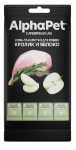 Лакомства д-кошек 4*12г с кроликом и яблоком ALPHAPET