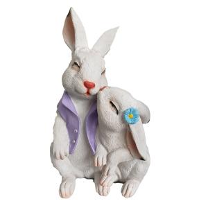 Фигура садовая Зайки целуются белый L15W12,5H25 см (ПОЛИСТОУН)