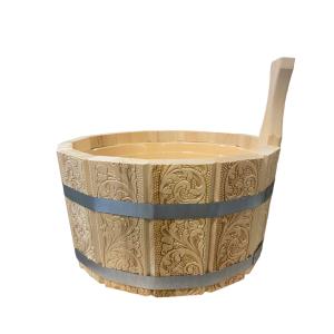 Ушат 3,5л шайка «Цветочный орнамент»  двуручный с пластик. вставк, липа, кор. -1